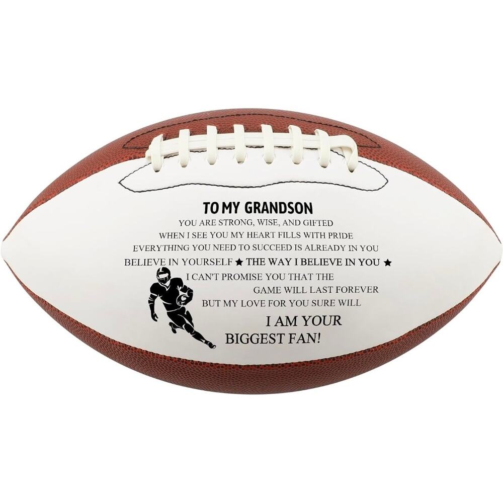 Custom Engraved Football Gift for Grandson – PU Leather w/ Pump & Bag
